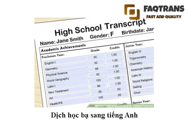 DỊCH THUẬT CÔNG CHỨNG HỌC BẠ PHỤC VỤ NHU CẦU DU HỌC VÀ XIN VISA