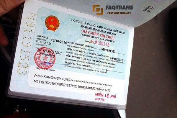 Định nghĩa miễn thị thực Việt Nam