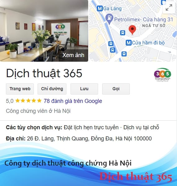 Công ty dịch thuật công chứng Hà Nội - 365