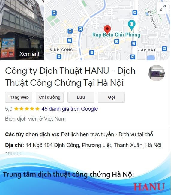 Trung tâm dịch thuật công chứng Hà Nội - HANU