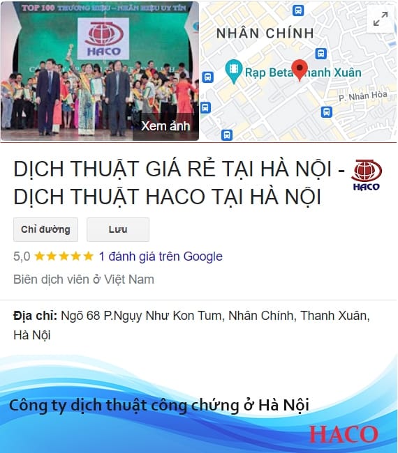 Công ty dịch thuật công chứng ở Hà Nội - Haco