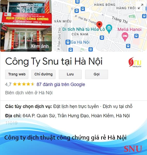 Công ty dịch thuật công chứng giá rẻ Hà Nội - SNU